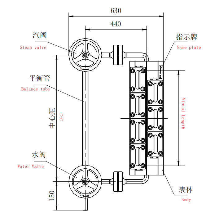 boiler high pressure water level gauge level gauge